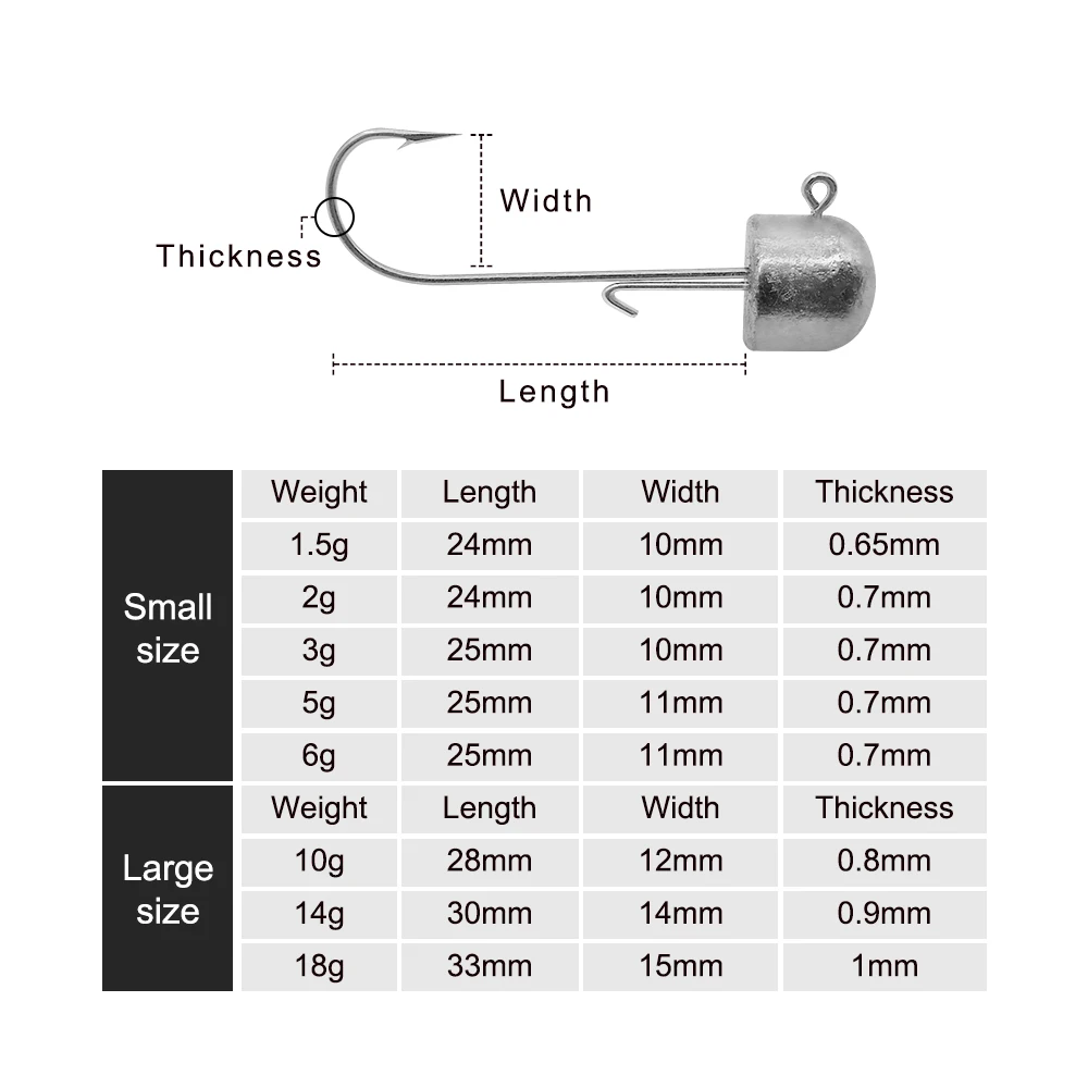 KESFISHING Ned Rig Hook Mustad Acero con alto contenido de carbono 1,5g 2g 3g 5g 6g 10g 14g 18g cabeza de anzuelo de pesca - imagen 4