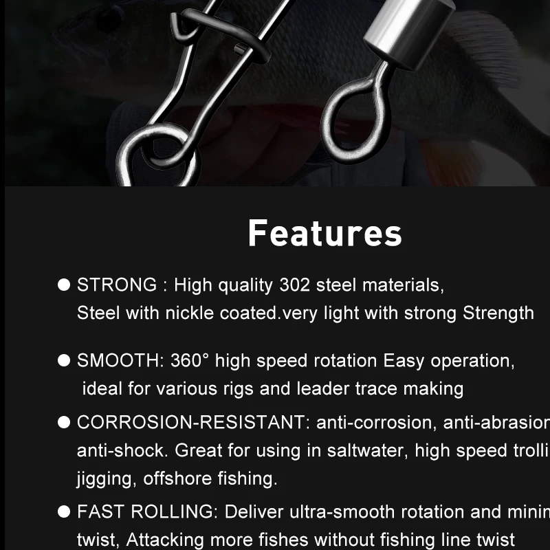 KESFISHING-conector de Pesca de 20 piezas, Pin de rodamiento giratorio, broche giratorio, señuelo, aparejos, accesorios de Pesca - imagen 3