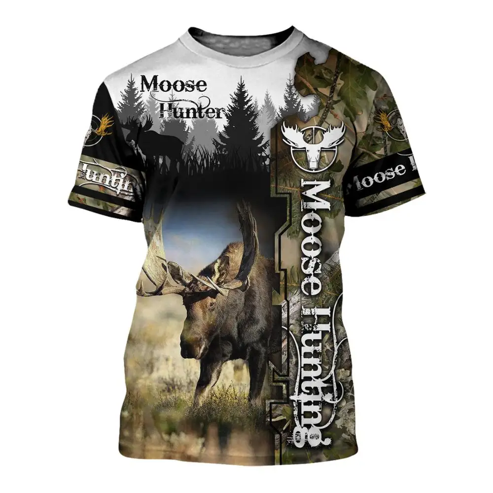 Camiseta de caza 3D con motivos de ciervo y oso – Verano 2025 unisex - imagen 2