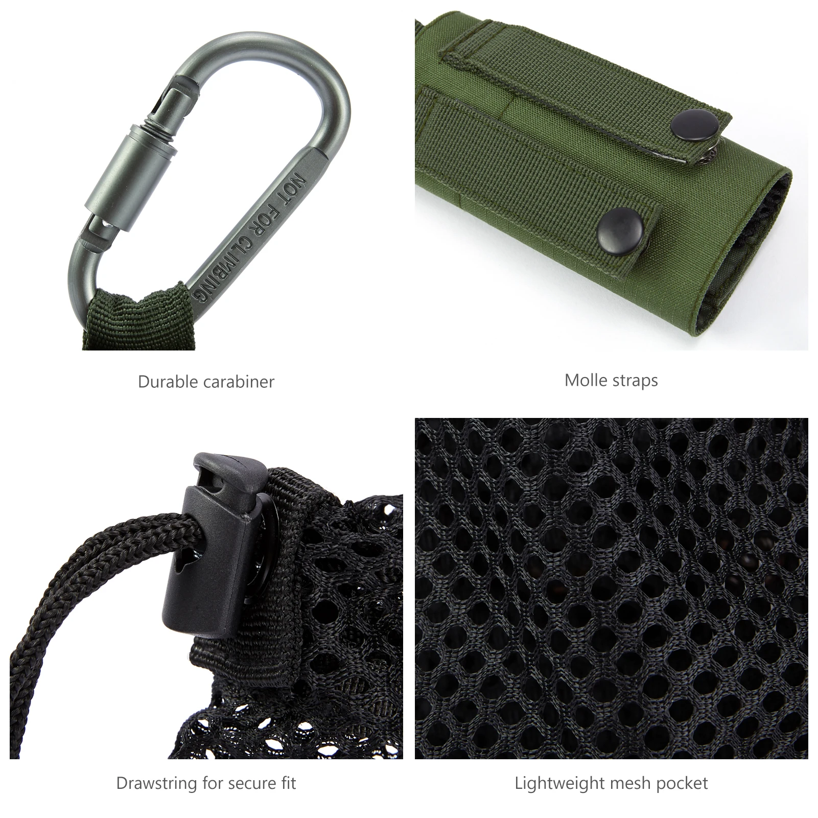 Bassdash-bolsa para botella de agua con correas Molle, mosquetón con Clip para cinturón, bolsa de soporte de malla plegable para viajes, pesca, caza y senderismo - imagen 2
