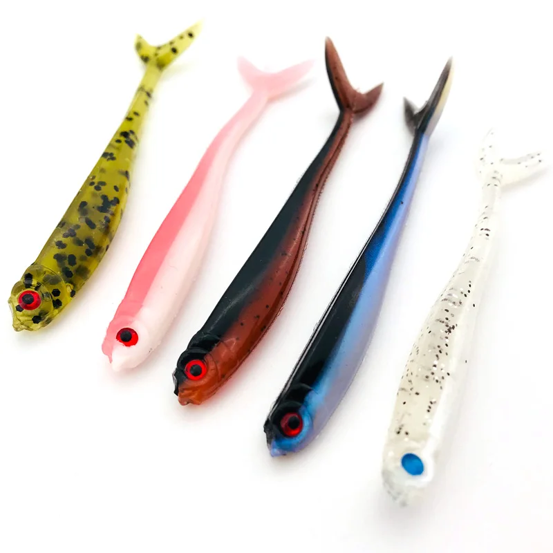 OBSESSION-cebos biónicos de silicona para agua salada, anzuelos de pesca de 1,7g y 8cm, suaves, negros, Wobblers, cola de horquilla, aparejos de señuelo, 4 unids/bolsa - imagen 3