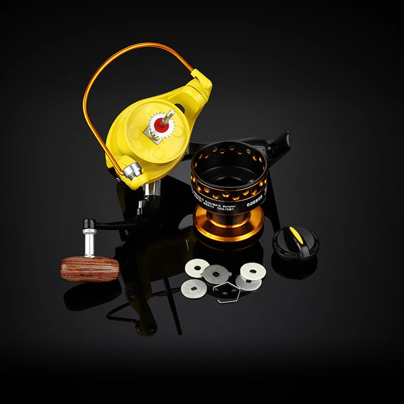 Carrete de pesca de 8kg, bobina metálica de gran arrastre, 5,2: 1, carrete giratorio de carpa amarillo - imagen 4