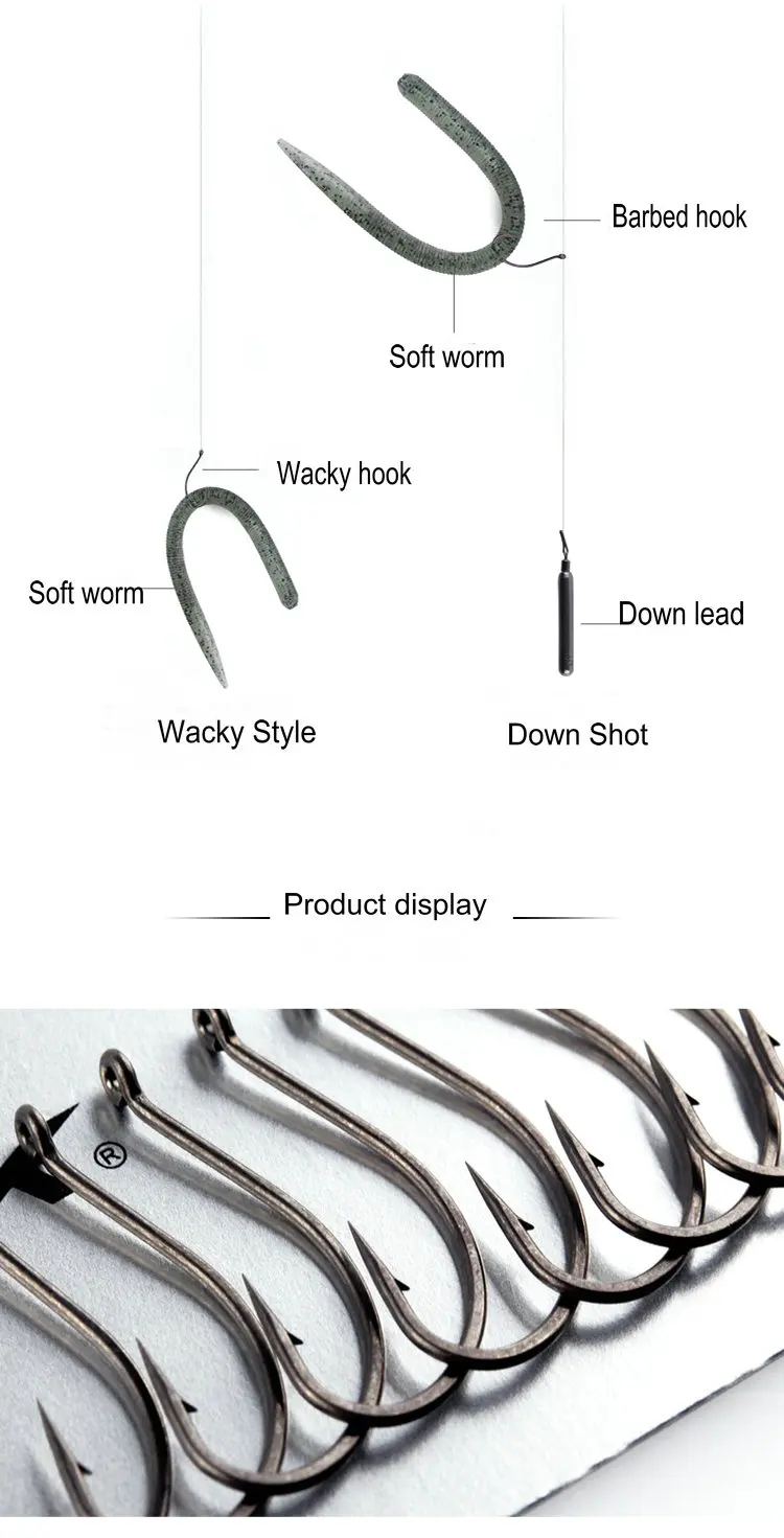 Mejore su experiencia de pesca con ganchos de gusano suaves versátiles diseñados para una presentación de cebo versátil y efectiva