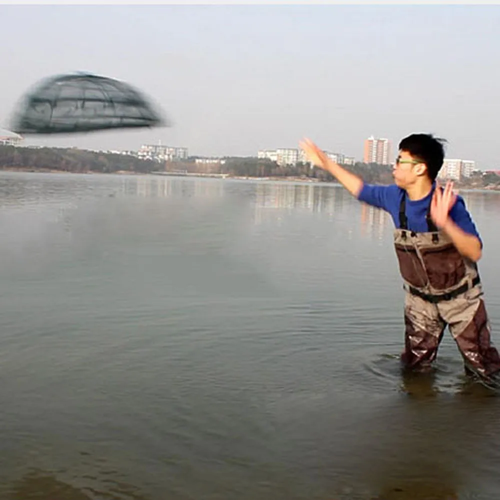 Red de pesca automática reforzada con 4-20 agujeros, jaula para camarones, trampa plegable de nailon para peces y cangrejos, redes fundidas, red de pesca plegable - imagen 3