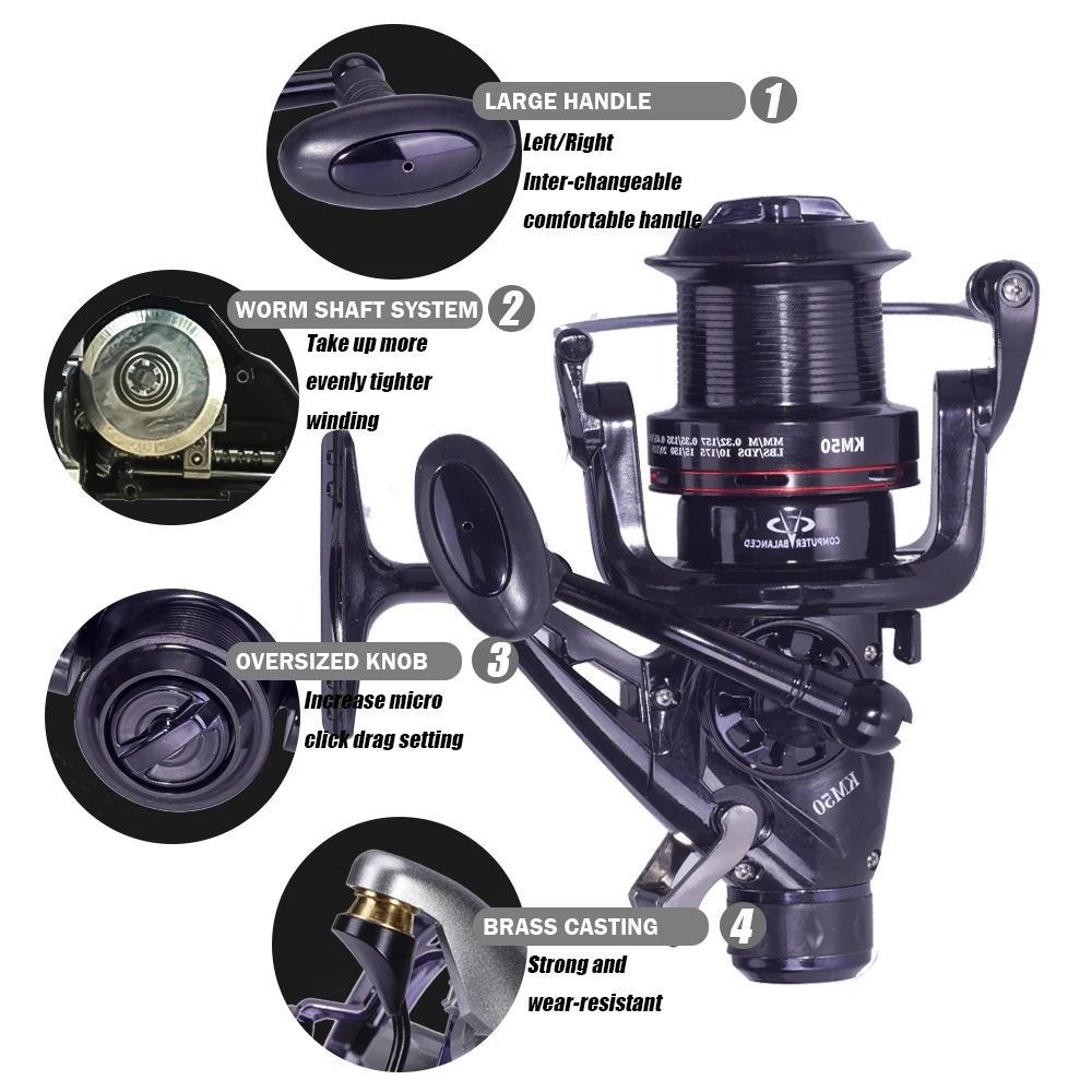 Carrete De Pesca giratorio De Metal, 1BB 10 +, arrastre máximo De 15KG, Accesorios De Pesca De sal/agua dulce, Moulinet Peche En Mer - imagen 3