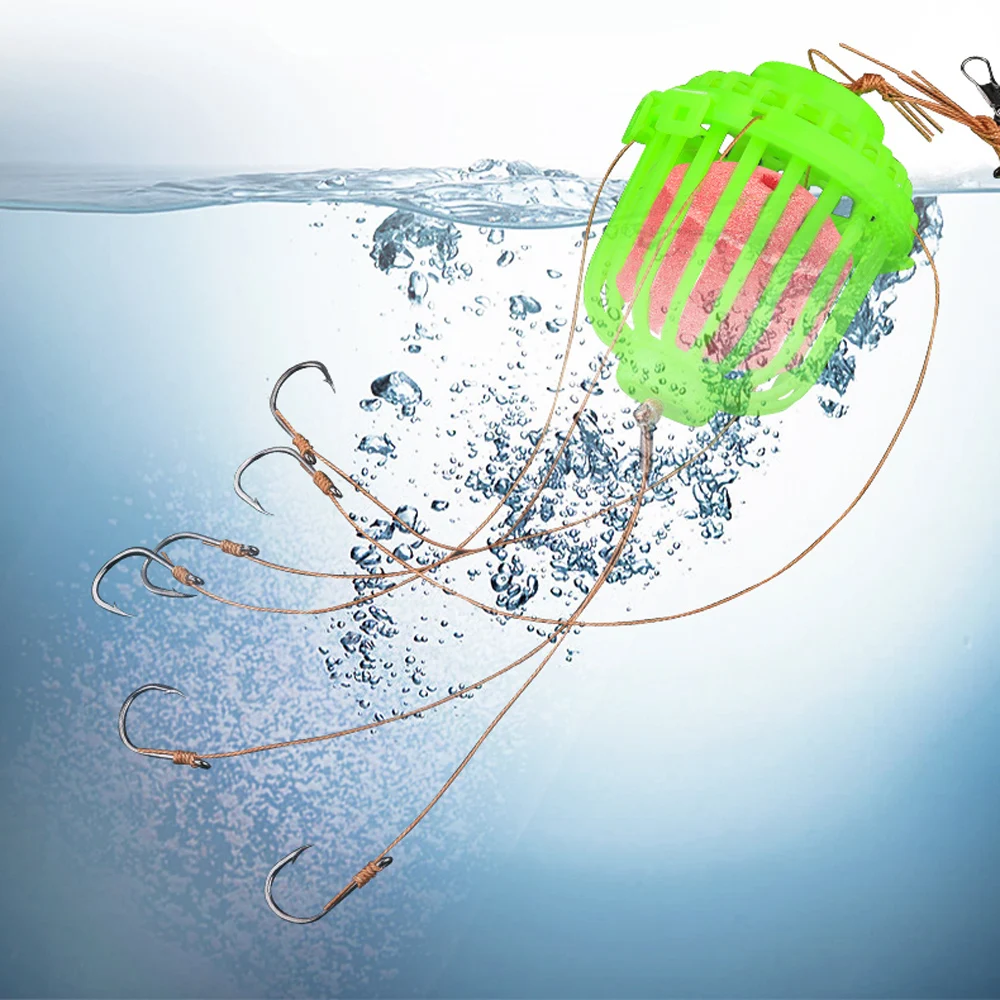 Caña de pescar flotante para carpa, juego de anzuelos, jaula salvaje, cebos naturales para alimentador de peces, río y río - imagen 4