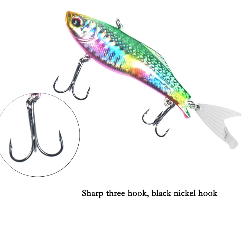 Señuelo de pesca en agua de mar, 1 unidad, señuelo vib con aletas de 8,5G 16G, anzuelos triples 3D de ojo, pesca de lubina - imagen 3