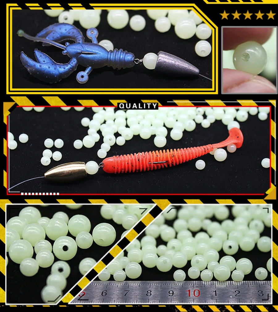 Señuelos luminosos de goma para pesca en agua salada, conjunto de anzuelos redondos de pesca de hielo marino, accesorios, color verde, 100 Uds. - imagen 5