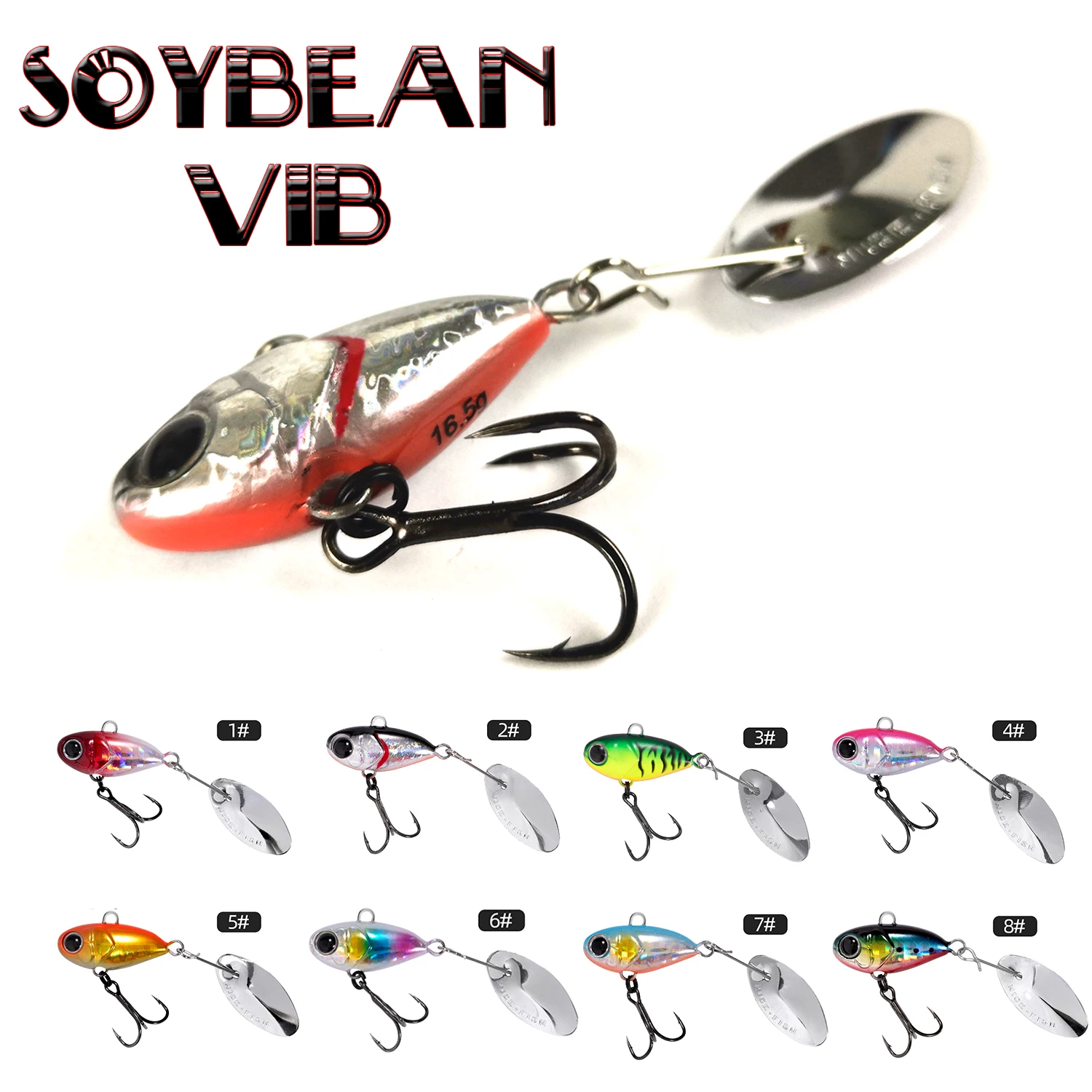 Señuelo VIB de Metal de soja, 7/12/16g, sin brillo, Crankbait, spinners de cola para pesca, cuchara giratoria, cebo de vibración de cigarra - imagen 3