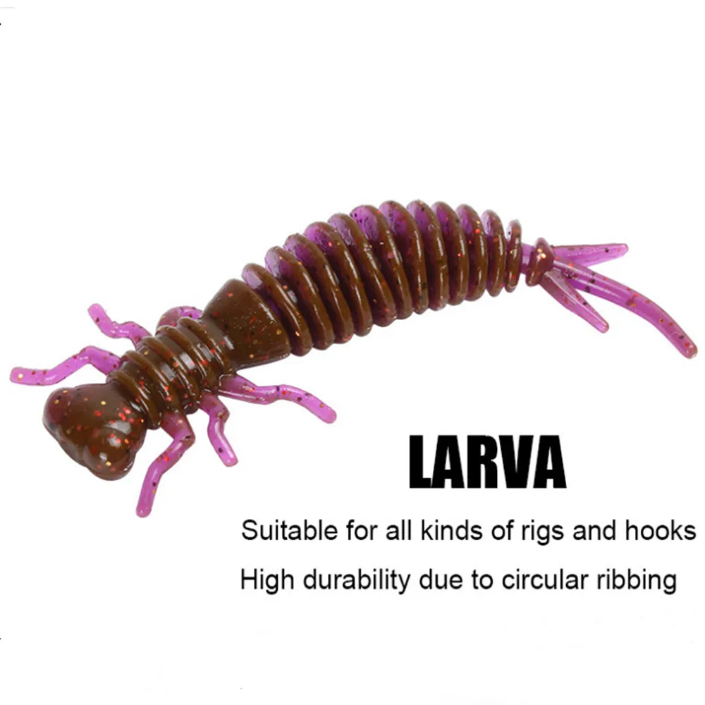 Señuelos blandos de Larva de gusano, cebo Artificial de silicona de 5,5 cm/7,5 cm/10cm, aparejos de Pesca de carpa, 10 unidades por lote - imagen 4