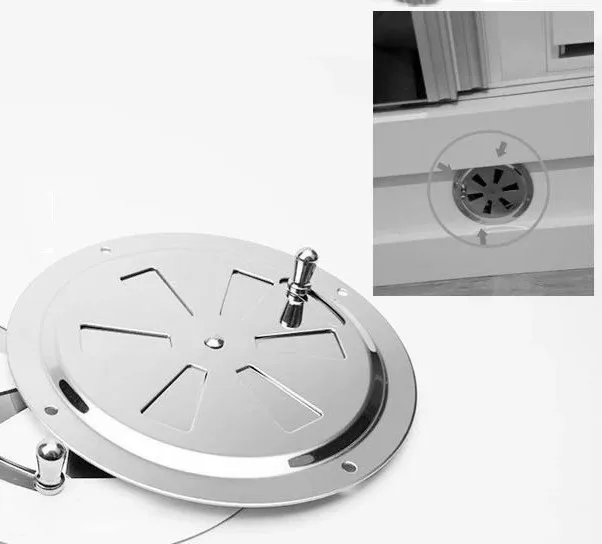 Rejilla de ventilación redonda de acero inoxidable para barco, cubierta de rejilla de ventilación, perilla lateral, 316 - imagen 4