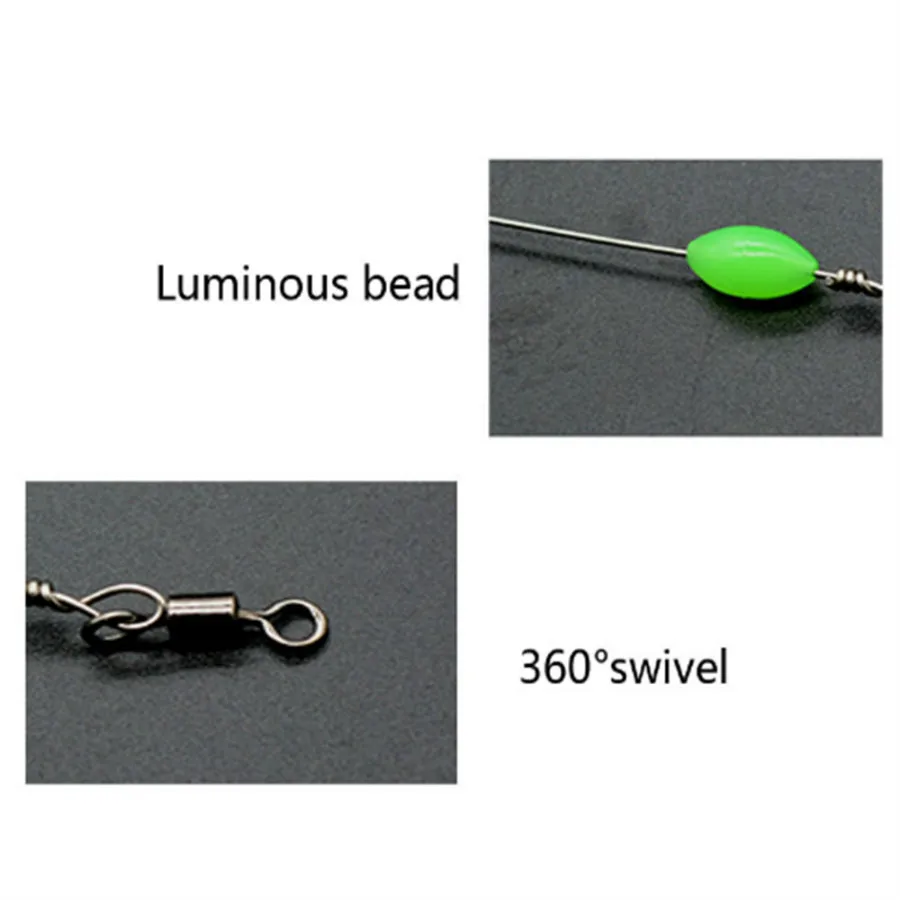 Cebo Artificial luminoso de silicona suave con cuentas, anzuelo giratorio para pesca, aparejo Sabiki, aparejos de pesca de mar, 7 piezas, 8cm, 5g - imagen 5