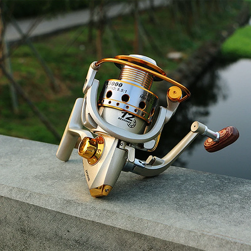 Carrete de pesca giratorio, carrete de Metal 12BB 5,5: 1, mango intercambiable izquierdo/derecho, aparejos de bobina de rueda de pesca - imagen 4