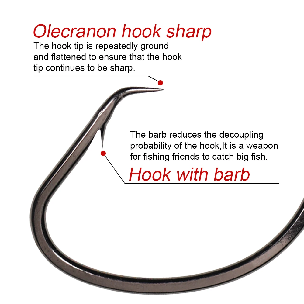 Wifreo 50 Uds pulpo círculo deportivo anzuelos de pesca de agua de mar 7381 aparejos Sabiki negros anzuelos DIY aparejos de pesca # 4 - # 8/0 - imagen 4