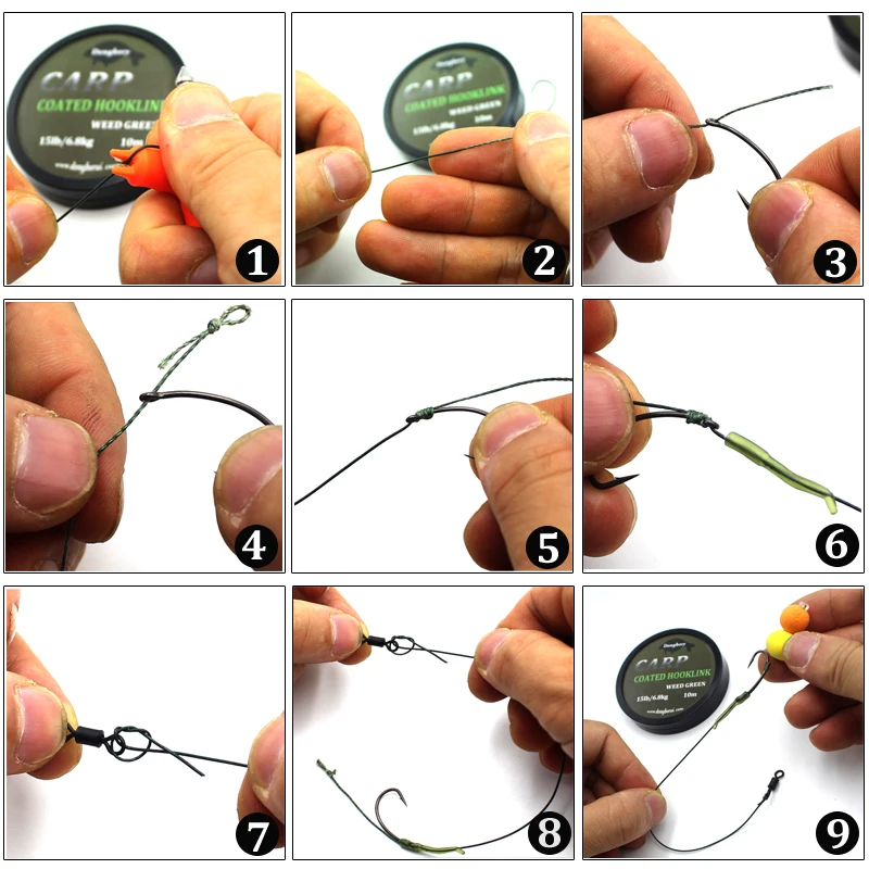 Línea de pesca de carpa recubierta de 10 M, anzuelo trenzado de 15, 25 y 35 LB, Skinlink semirrígido para aparejo de pelo, aparejos de pesca gruesos - imagen 4