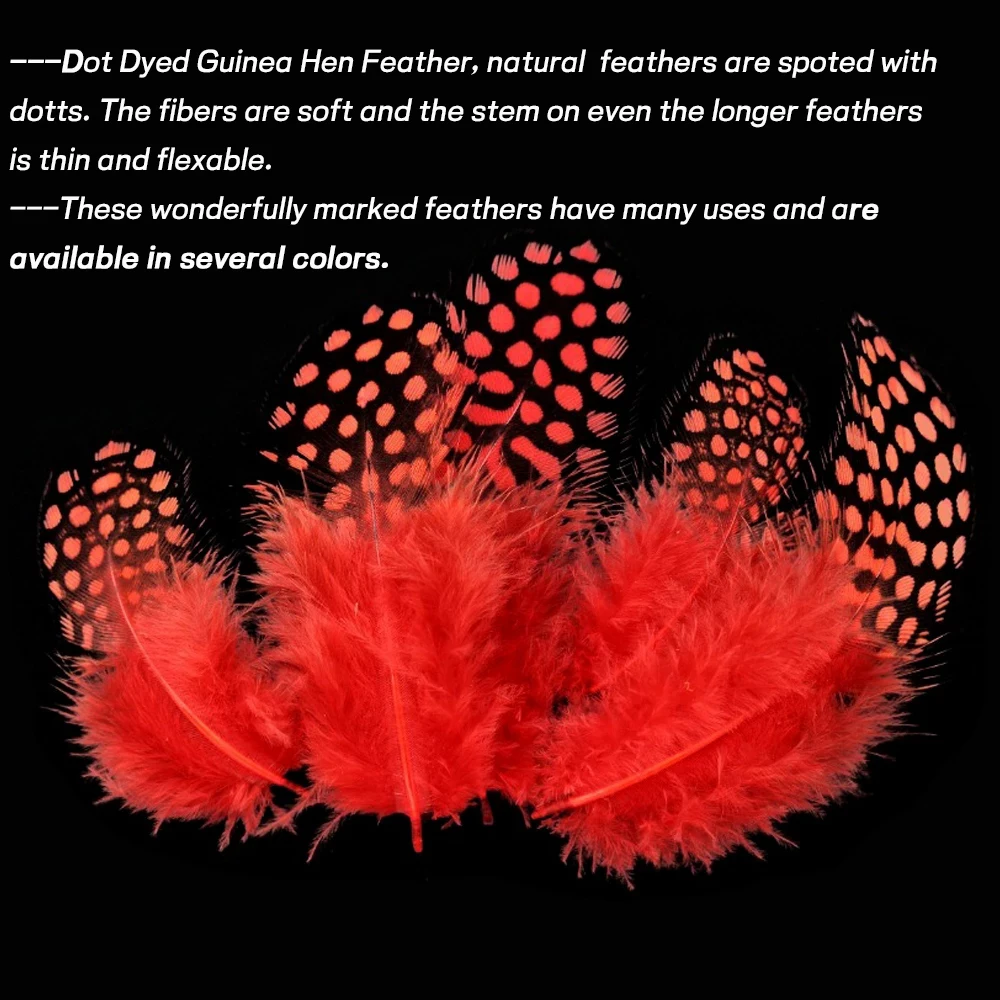 Plumas de gallina de perla de Guinea teñidas con puntos, plumas de espiga, mejillas de cola, serpentinas suaves, Material de pluma de atado de moscas húmedas y secas, 50 piezas - imagen 3
