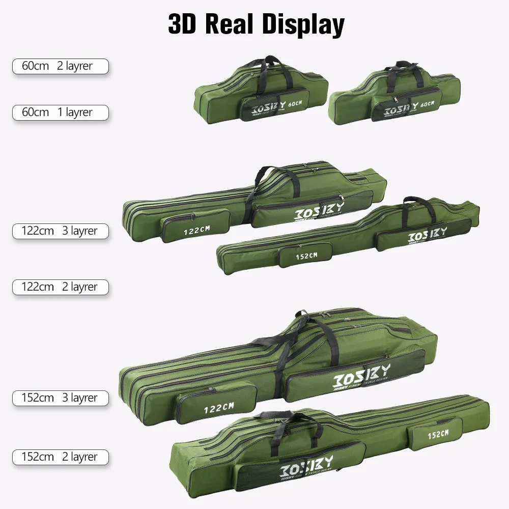 Una serie de estuches para rifles de color verde con la marca ZOSI impresa. Estos estuches están diseñados para proteger y transportar armas de fuego. Los estuches se muestran en diferentes tamaños y configuraciones, algunos tienen una sola capa y otros dos capas, lo que indica diferentes niveles de protección u opciones de almacenamiento.