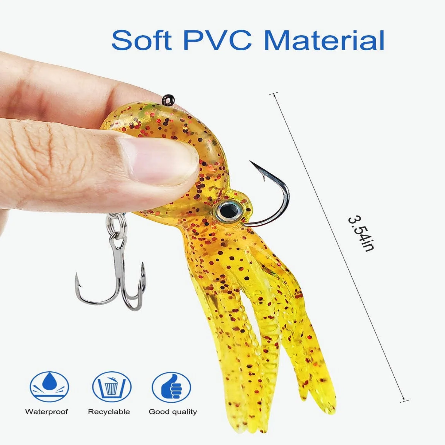 Pulpo Swimbait señuelo de pesca suave, cola de falda, cabeza de plantilla de Metal para agua salada, pez Roca, Lingcod, lubina, 23g, 9cm - imagen 3