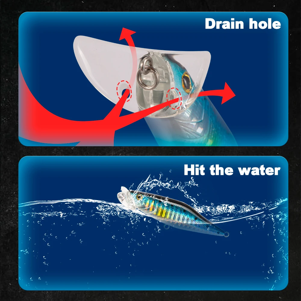D1 Topwater Mini Popper Señuelos de Pesca giratorios 72mm 8g Wobblers de fundición flotante cebos duros accesorios de pesca japoneses - imagen 4