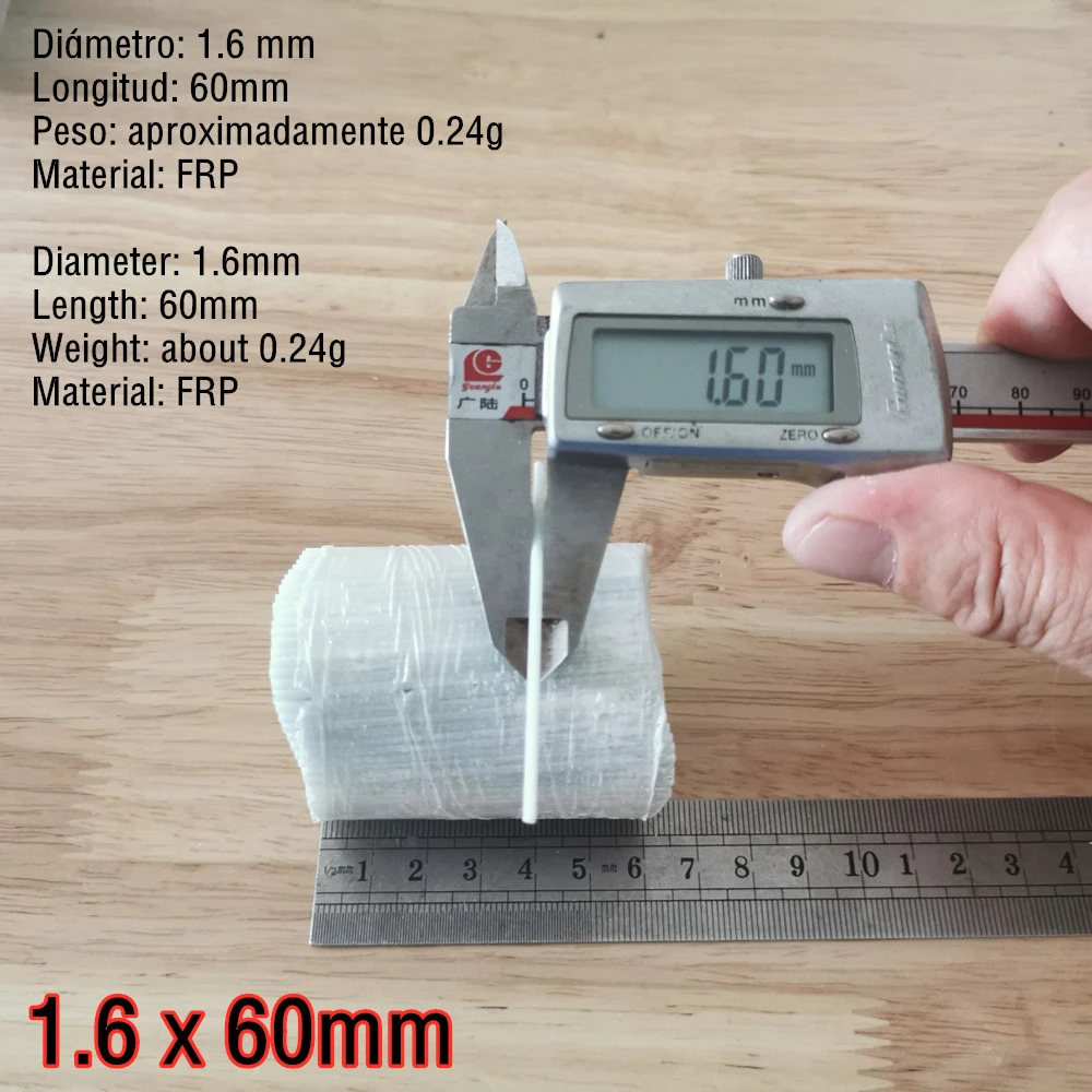 Varilla de fibra de vidrio para anzuelo de calamar, accesorios de plantilla de cebo de pesca, palo de conexión de señuelo de poste de fibra de vidrio, 60mm, 0,7-2,6mm, 50 piezas, 100 piezas - imagen 5