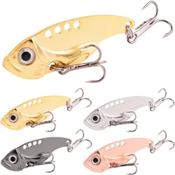 4 Uds Metal VIB 3/7/10/15g Señuelos de Pesca vivos vibración cuchara cebos duros Crankbait Wobbler Swimbait señuelo de La Cigarra VIB abordar