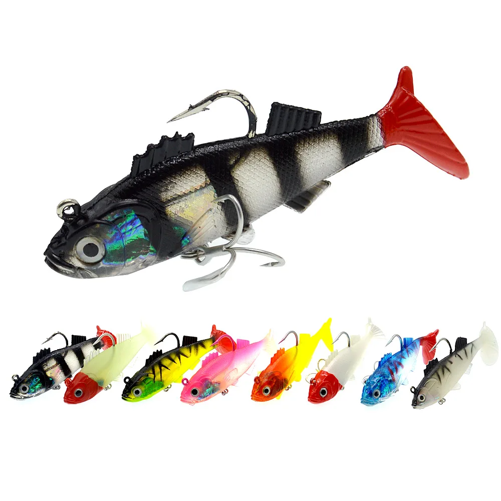 Señuelos blandos de pesca, cebo con anzuelo de plomo grande, plantillas de pescado de 11,5 cm, 37g, cebos artificiales, lubina oceánica, captura larga de fundición, 1 pieza en oferta