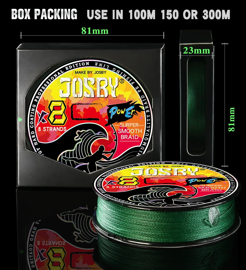 JOSBY-Hilo de pescar de 8 hebras, herramienta de pesca de carpa, multifilamento japonés, 1000M, 500M, 300M, 100M - imagen 5