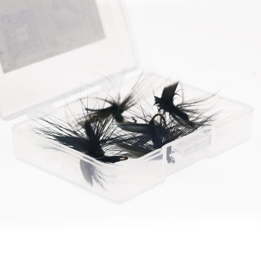 Wifreo-Cebo de pesca con mosca negra, 10 unidades, tamaño 12, puede volar trucha, caja gratis - imagen 5