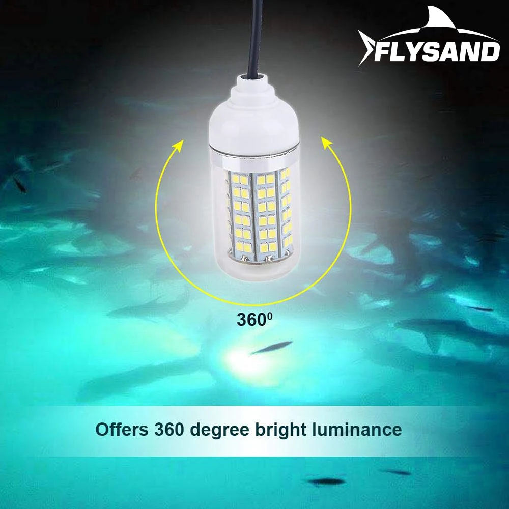 FLYSAND-Lámpara subacuática ultrabrillante, luz de pesca nocturna IP68, 12V, 15W, 108 led - imagen 3