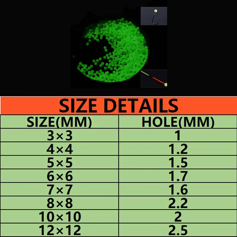 Bolas flotantes redondas luminosas para pesca, abalorios de aparejo brillantes, accesorios de señuelo de plástico rojo y verde, 100 unidades - imagen 3