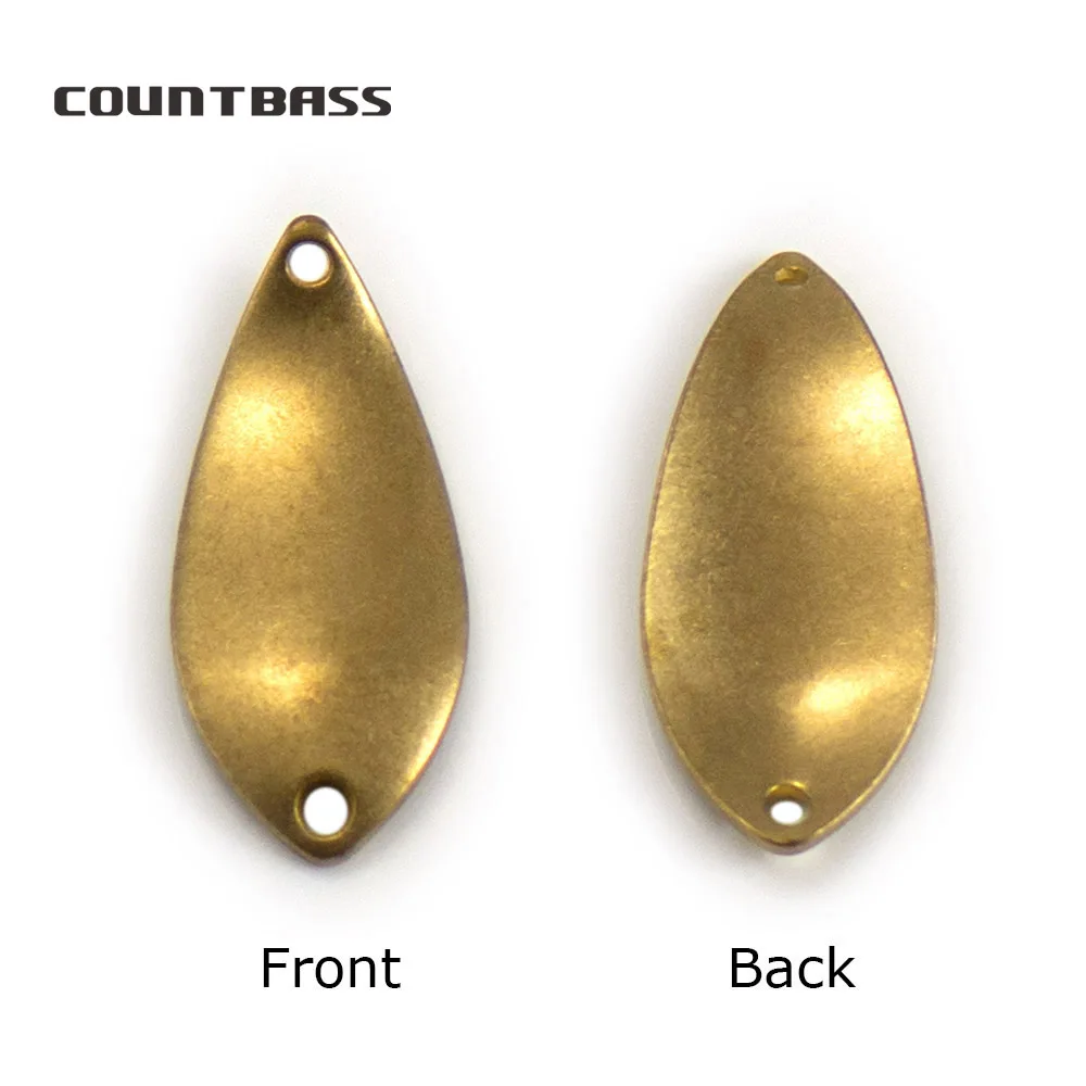 Countbass 50 piezas de latón mini cuchara de pesca en blanco tamaño 3/32 oz, señuelos de pesca de lubina de salmón