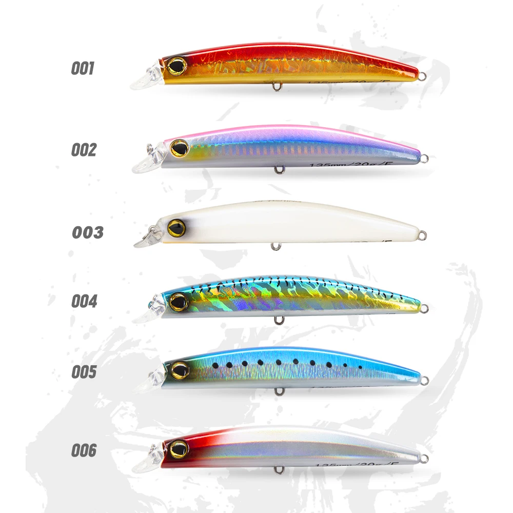 Señuelos de pesca Minnow D1, 135mm, 20g, Wobblers duros artificiales flotantes, anzuelos de alta calidad, aparejos de pesca para lubina, trucha, pesca DT4002 - imagen 5