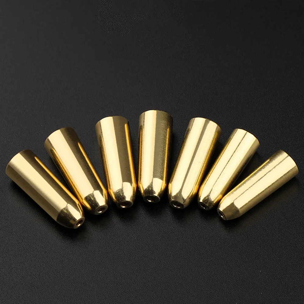 Plomo de pesca de peso de latón, accesorios de aparejos, plomo de cobre puro hacia abajo, pesas de rig de bala, cono de señuelo, línea hueca, 10 Uds. - imagen 5