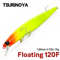 TSURINOYA 120F pececillo flotante 120mm 19g señuelo de pesca de mar de fundición larga STINGER centro de gravedad de acero de tungsteno cebos duros
