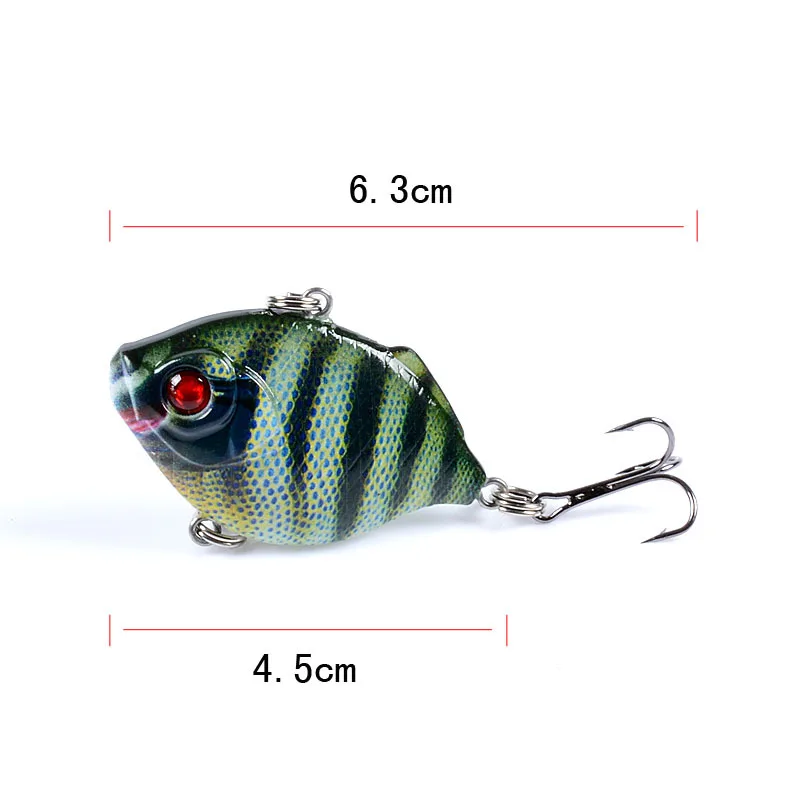 Señuelo de pesca VIB, cebo duro Artificial de plástico VIB con anzuelo triple, Crankbait, profundidad total, aparejos de pesca en hielo de invierno, 4,5 cm/8,8g, 1 ud. - imagen 3