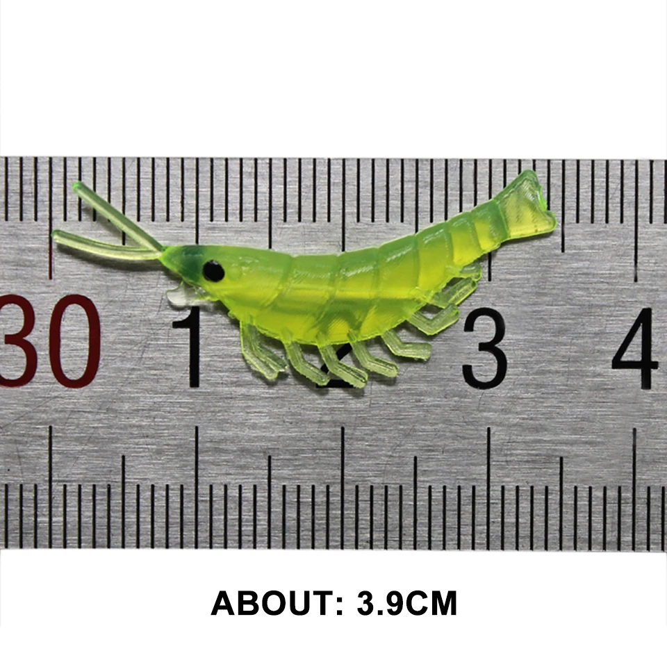 50PCS/Lot Señuelos de Pesca blando 39mm/0,4g de silicona pequeño Camarón cebos atractivo realista luminosa de agua dulce cebos de pesca - imagen 4