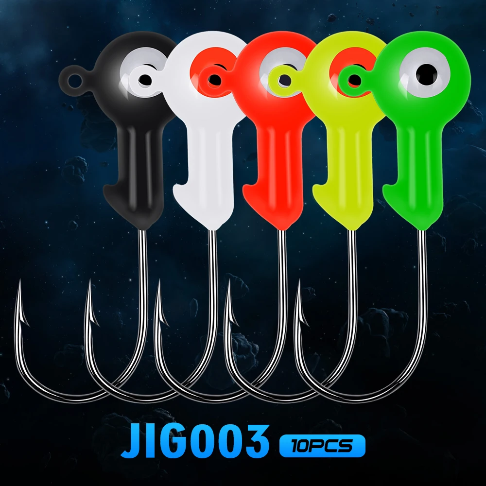 10 unids/lote Jig anzuelos grandes plomo cabeza redonda Señuelos de pesca JIGS HOOKS 1G-2G-4G-5G-7G-10G anzuelo de pesca 5 colores FISHHOOKS - imagen 2