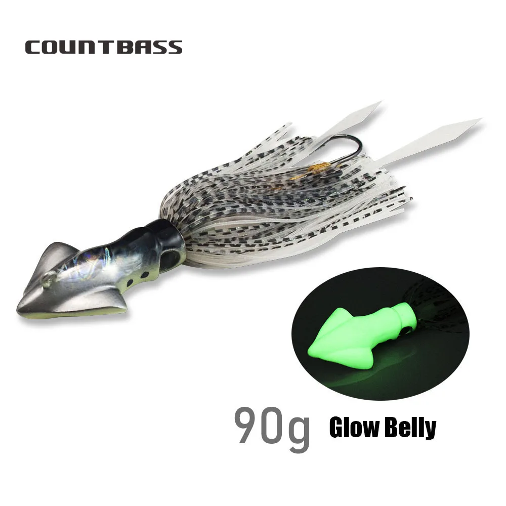 Countbass-señuelo de plantilla de calamar Madai, falda de silicona para el vientre, Jigging salado de goma, pargo brillante, 90g, 3,17 oz