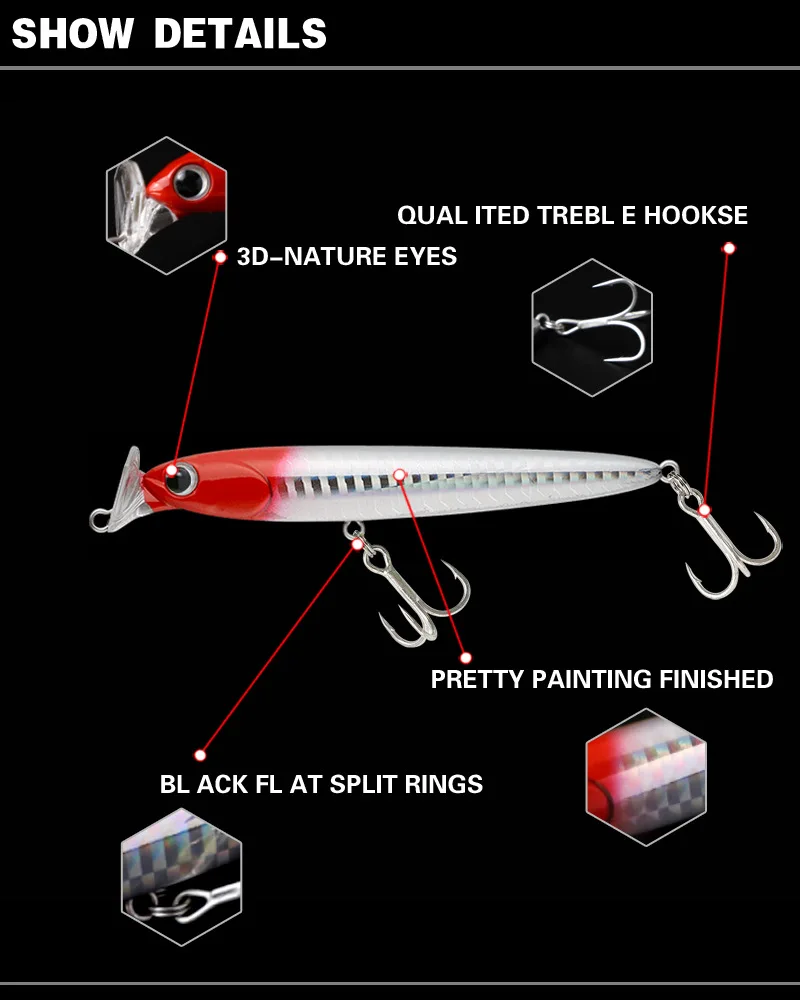 Señuelo de pesca de pececillos, cebo duro que se hunde, ojos 3D, anzuelo triple, aparejos de pesca de calidad japonesa, 95mm, 22g, nuevo, 2021 - imagen 4