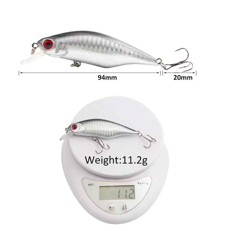 Señuelos de Pesca de pececillos flotantes de alta calidad, 1 piezas, 8,5 cm, 11,2g, Crankbait, Wobblers, ojos 3D, aparejos de Pesca duros artificiales - imagen 4