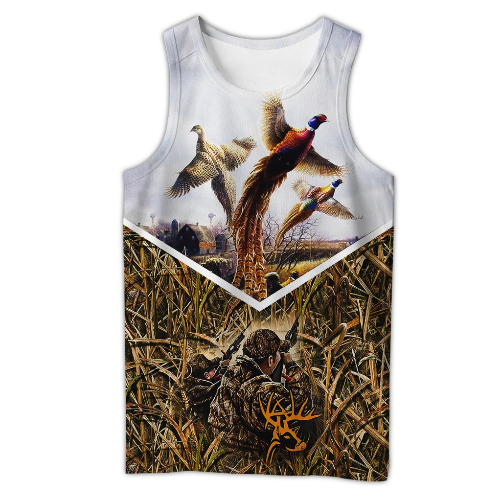Hermosa caza de faisán, chaleco con estampado 3D para hombre, camiseta sin mangas de moda Harajuku, ropa de calle de verano, camiseta sin mangas Unisex BX010 - imagen 5