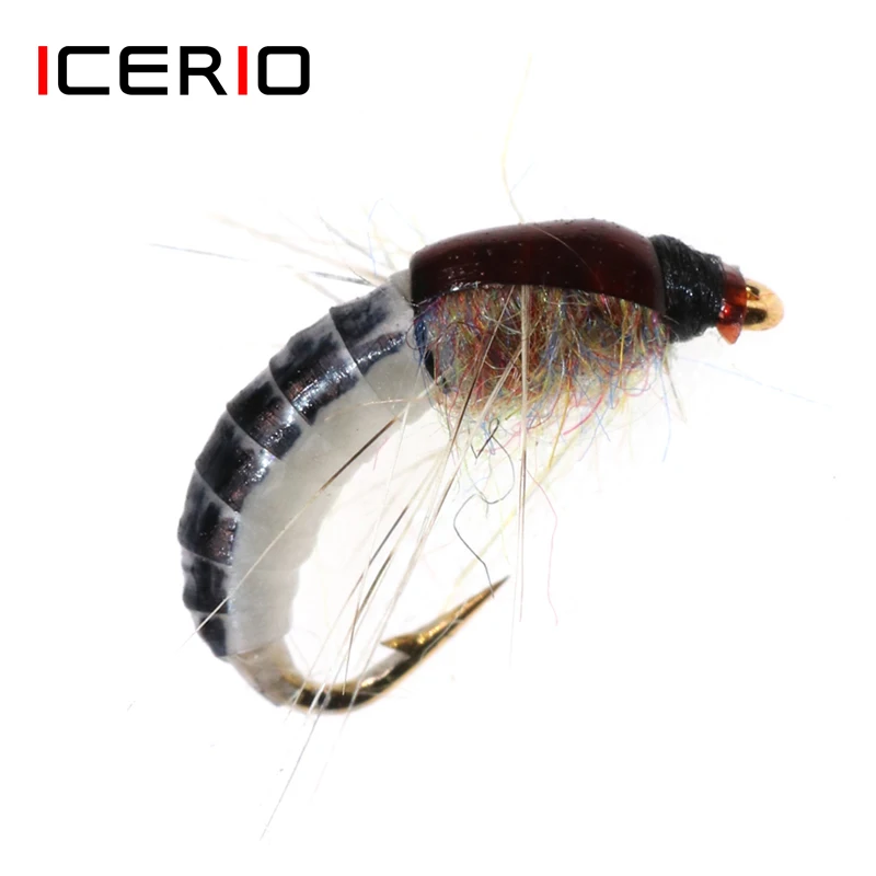 ICERIO-anzuelo para atar moscas, cebo para pescar trucha, gusano, ninfa, Scud, 4 unidades, #12