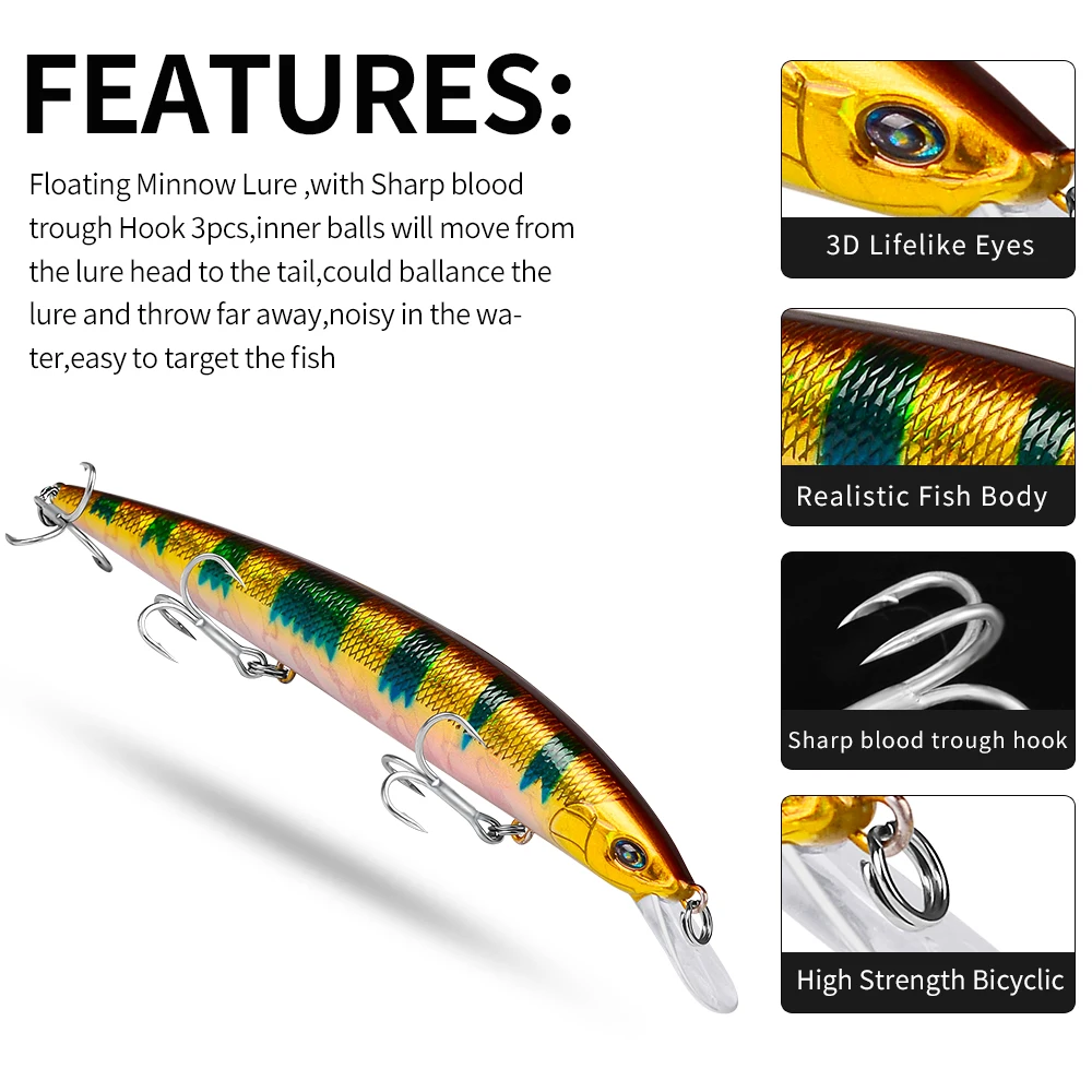 PROBEROS-cebos flotantes para pececillos, kit de Señuelos de Pesca de 18,5g/15cm, 9g/11,5 cm, cebo duro Artificial, Wobblers, 1 piezas - imagen 5