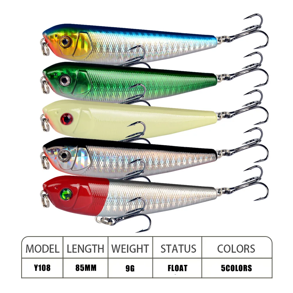 Señuelo de lápiz para pesca, cebo Artificial duro de 85mm y 9g, cebos flotantes para pececillos, aparejos de pesca de superficie superior - imagen 2