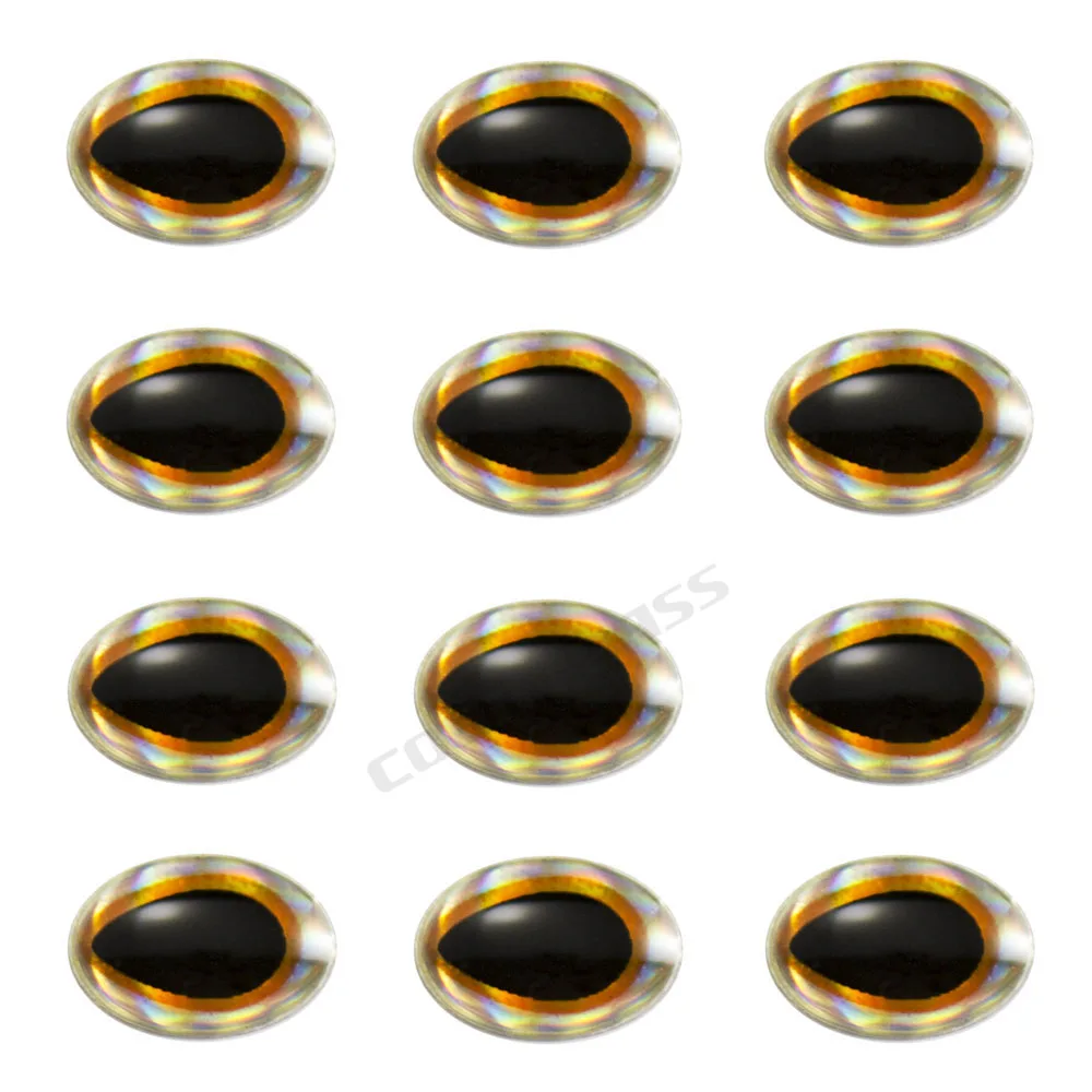 COUNTBASS 50 Uds 6x5mm Ojos de señuelo de pesca holográficos 3D ovalados, llantas doradas Ojos de señuelo de pez 3D - imagen 2