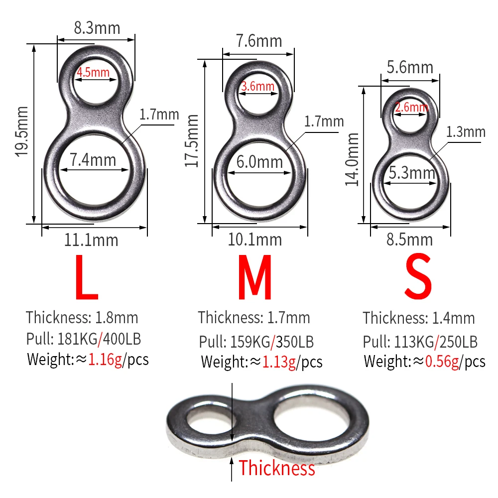 ICERIO-anillo de acero inoxidable en forma de 8 20 piezas, gancho de conexión, Conector de señuelo de plantilla para pesca en agua dulce y salada, L, M, S