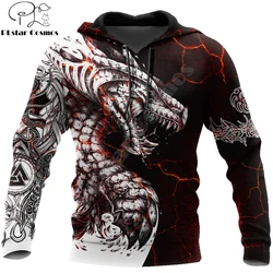 Sudadera con capucha dragón 3D – Estampado blanco y negro