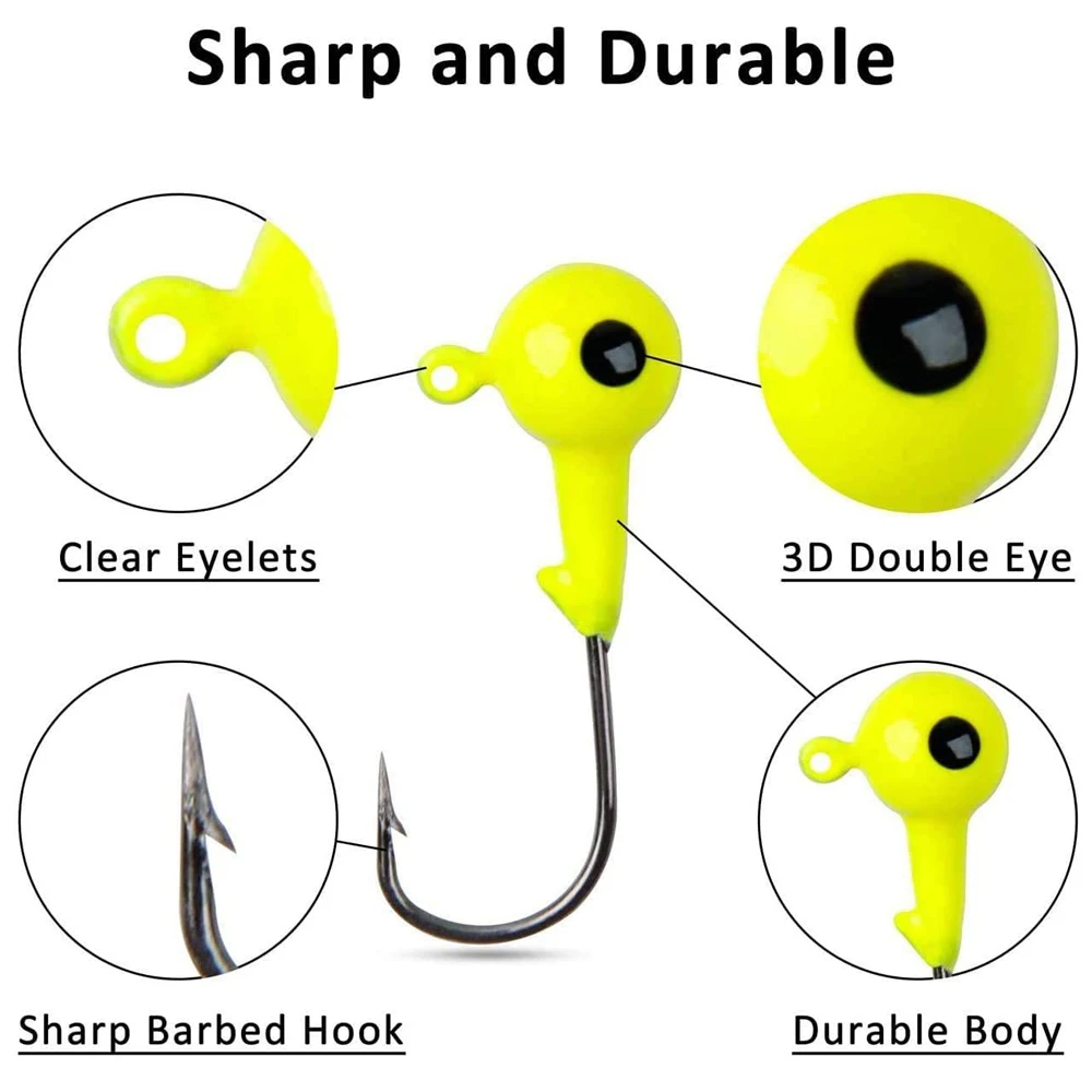 Juego de anzuelos de cabeza de plantilla de manivela, anzuelo de pesca de colores surtidos, señuelo de cabeza de plantilla, cebo duro, gusano suave, gancho de plantilla para lubina y trucha, 38 piezas, 50 piezas - imagen 2
