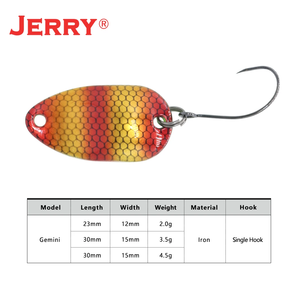 Jerry Gemini Pesca 2g 3,5g 4,5g varios colores Micro cucharas de Pesca cuchara de trucha Wobbler Señuelos de Pesca cebo giratorio - imagen 3