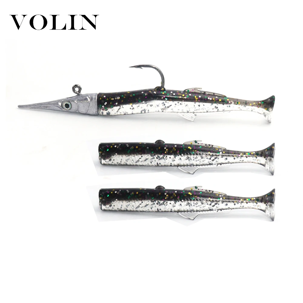 VOLIN llavero de pesca de 2021 atraer Jiging señuelo suave para pez 1 Uds 115mm 13,5g Shad los nadadores de plástico suave cebo Pasca Pesca de lubina - imagen 5